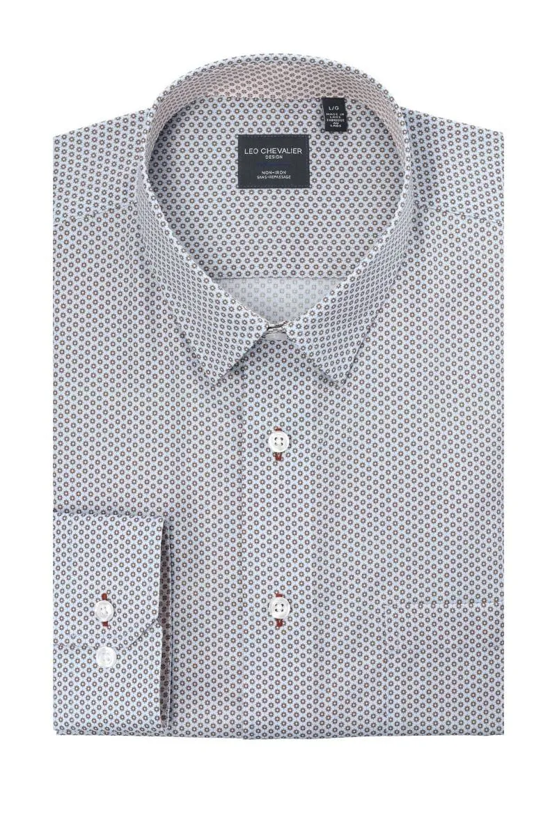 Fine Square Rust Print Long Sleeve Shirt - Style Refined at The Abbey