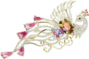 Flying Crystal Peacock Phoenix Bird Brooch Rhinestone Fashion Brooch Pin Fire Bird Pendant Evening Party Jewelry
