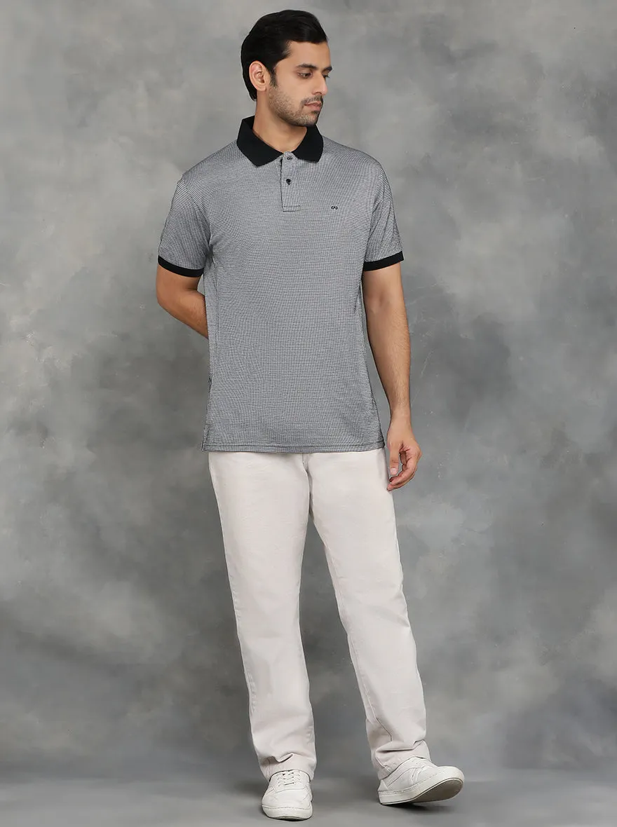 Grey Solid Regular Fit Polo T-Shirt | JadeBlue