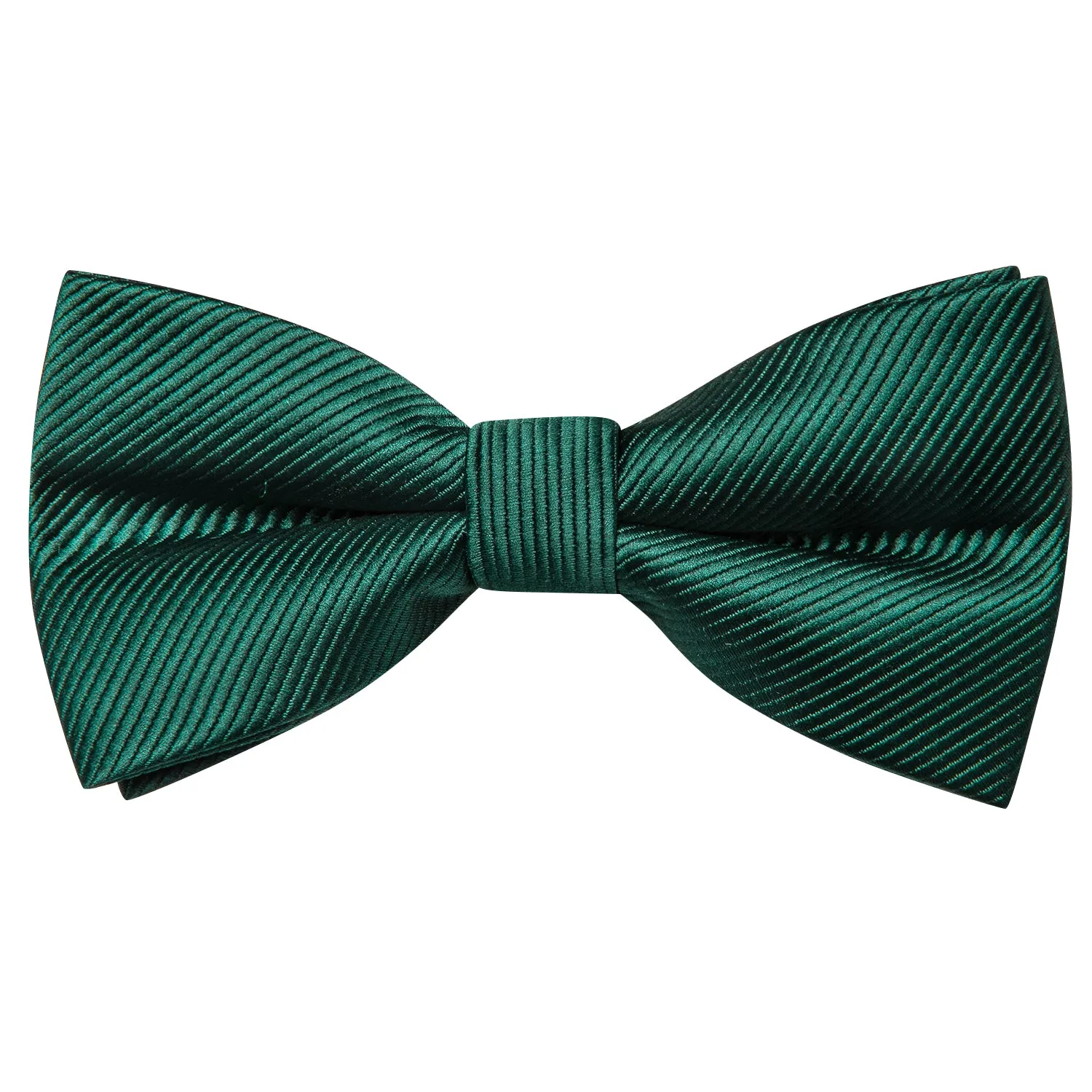Hi-Tie Dark Green Solid Children's Kids Bow Tie Hanky Cufflinks Set