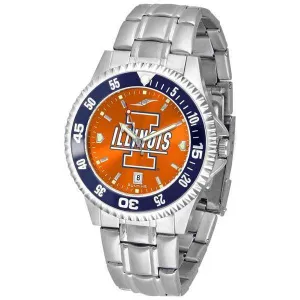 Illinois Fighting Illini Mens Competitor AnoChrome Steel Band Watch w/ Colored Bezel