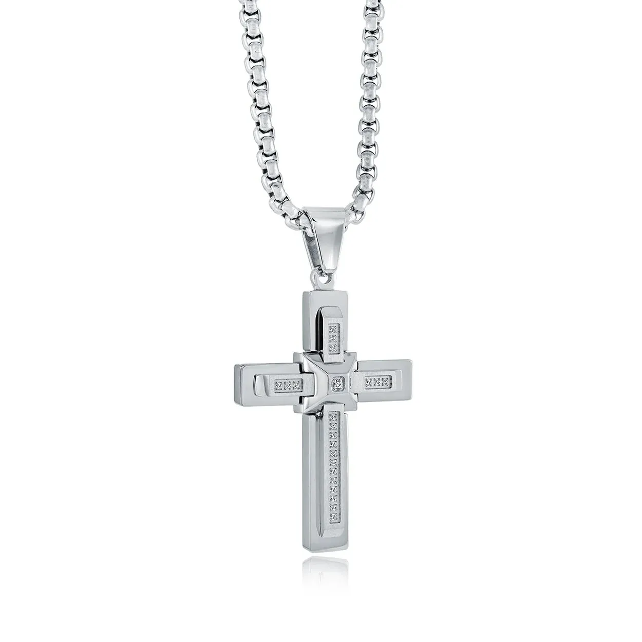 Italgem Domed-Centre Cross Necklace
