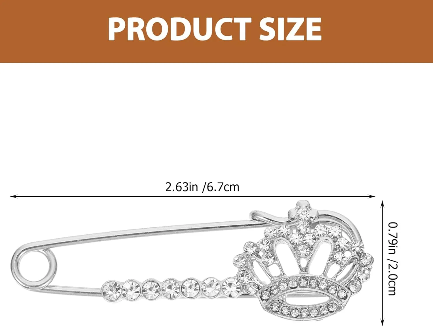 jojofuny 3pcs Crown Brooch Pin, Safety Pin Sweater, Rhinestone Brooch Pin Safety Pin Brooch, Brooch Clip Clasp Pin, for girls' Clothing Sweaters Shirt Costumes Dress Decoration Accessories