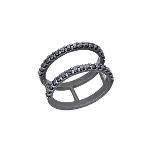Kaj Fine Jewellery Double Line Black Diamond Midi Ring in 18KT Black Gold