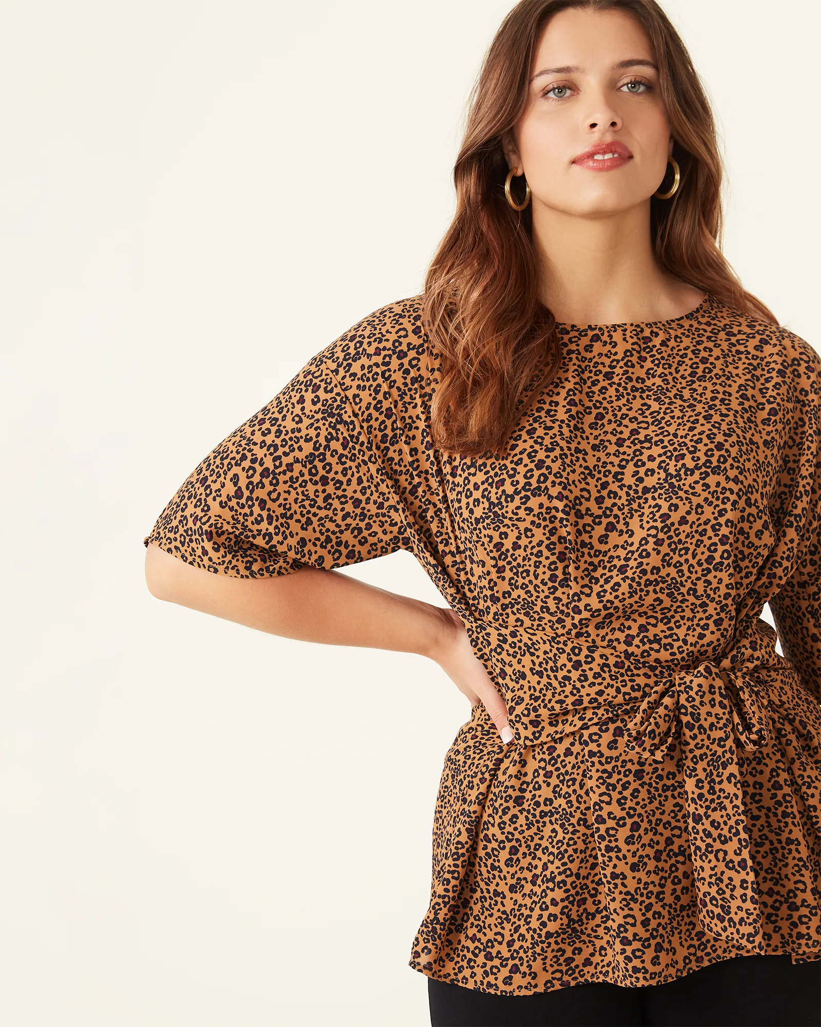 Kara Tie-Front Top | Brown
