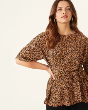 Kara Tie-Front Top | Brown