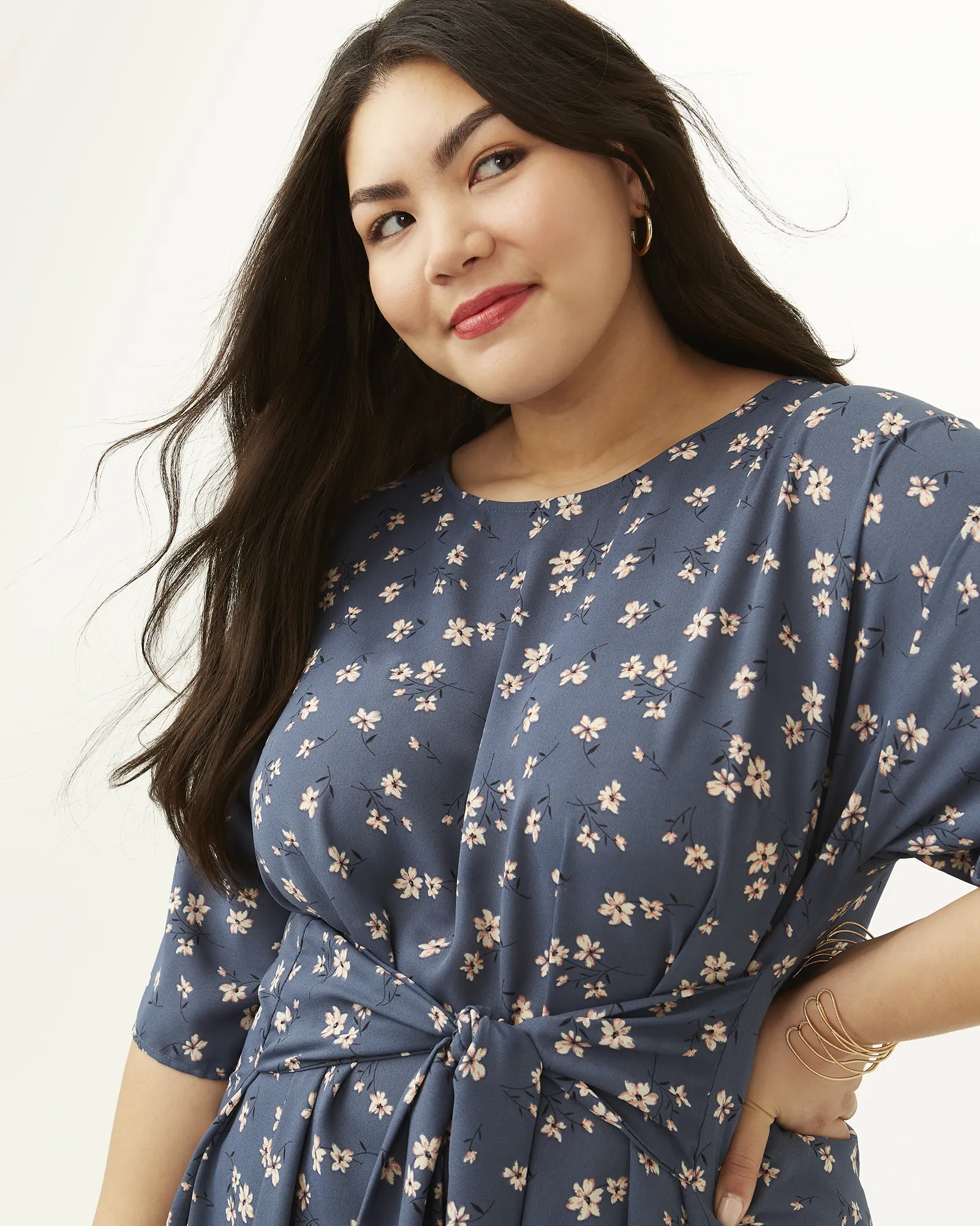 Kara Tie-Front Top | Light Blue / Ivory