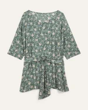 Kara Tie-Front Top | Teal / Pink