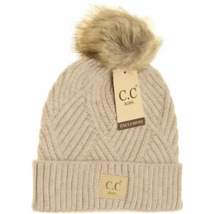 KIDS CC Beanie Diamond Knit - Beige Mix