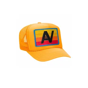Kids Logo Rainbow Vintage Foam Trucker Hat (Gold)