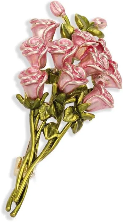 Kokoma A Bouquet of Flowers Brooch Pin for Mother's Day Women Enamel Rose Flower Badge Corsage Brooches Floral Lapel Pins Cloth Dress Accessory