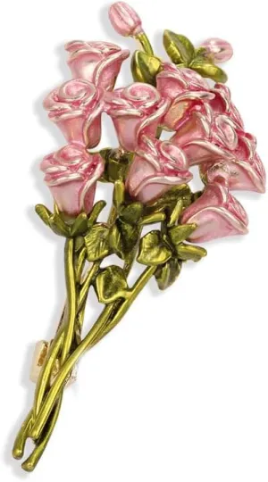 Kokoma A Bouquet of Flowers Brooch Pin for Mother's Day Women Enamel Rose Flower Badge Corsage Brooches Floral Lapel Pins Cloth Dress Accessory