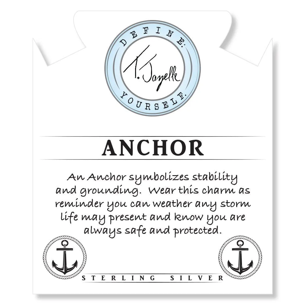 Larimar Stone Bracelet with Anchor Sterling Silver Charm
