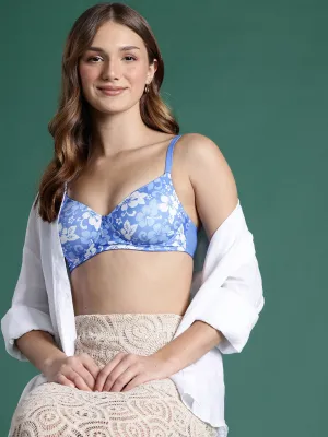 Leading Lady Women's Printed Lightly Padded Non Wired T-Shirt Bra | Full Coverage Everyday Bra [ BRA-4100-1 ]