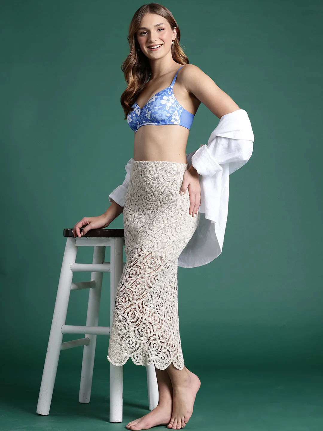 Leading Lady Women's Printed Lightly Padded Non Wired T-Shirt Bra | Full Coverage Everyday Bra [ BRA-4100-1 ]