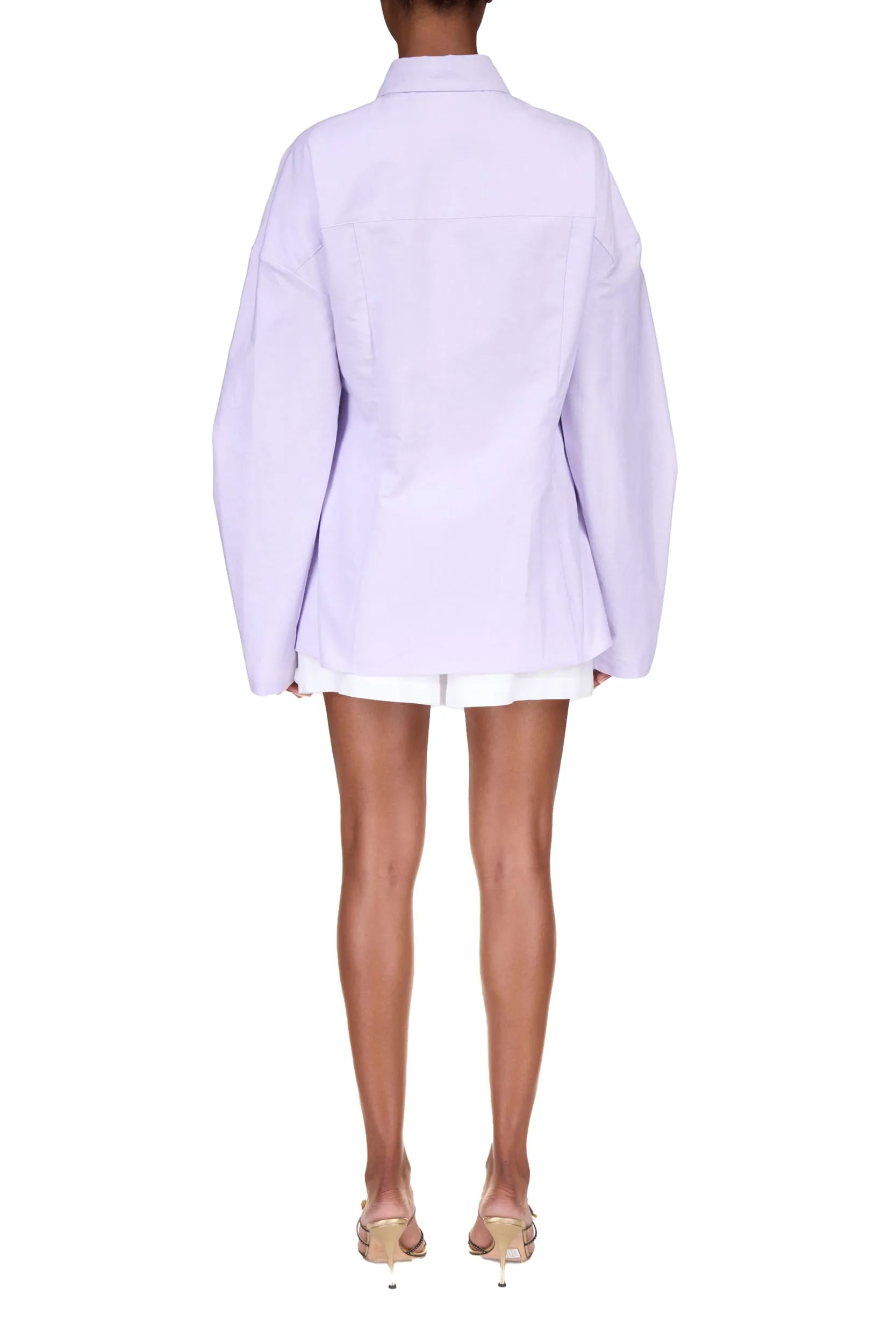 Lilac Oxford Laced Button Down Shirt