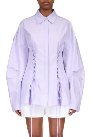 Lilac Oxford Laced Button Down Shirt