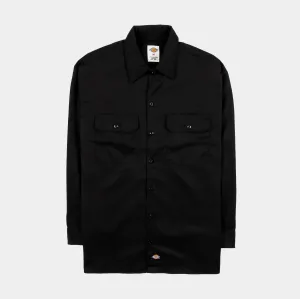 Long Sleeve Twill Work Mens Long Sleeve Shirt (Black)