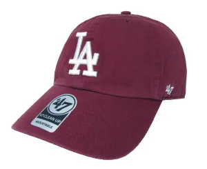 Los Angeles Dodgers Strapback '47 Brand Clean Up Adjustable Cap Hat Cardinal Burgundy