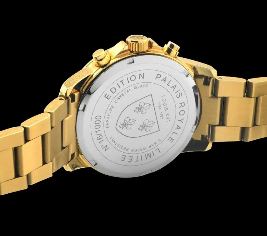 LOUIS XVI Men's Palais Royale Gold/Black Carbon Dial Swiss Made Analog Watch