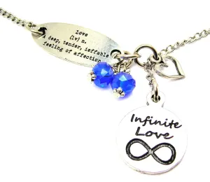 Love Definition And Infinite Love Circle Lariat Necklace
