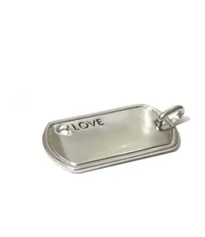 LOVE Dog Tag Charm - Silver