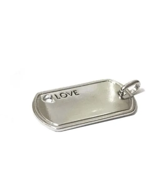 LOVE Dog Tag Charm - Silver