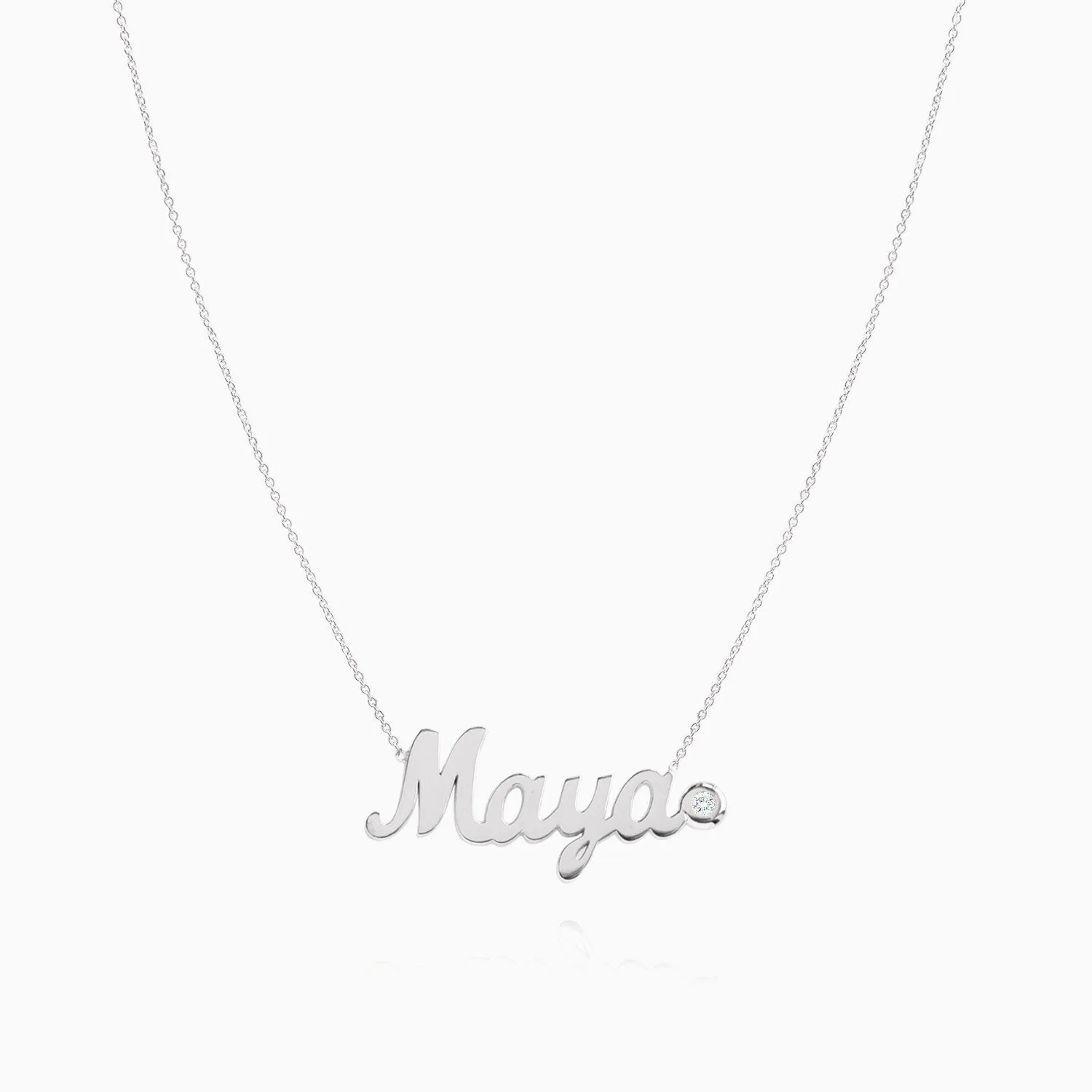Love Letters Gold Custom Name Necklace with a Diamond