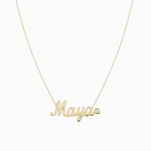 Love Letters Gold Custom Name Necklace with a Diamond
