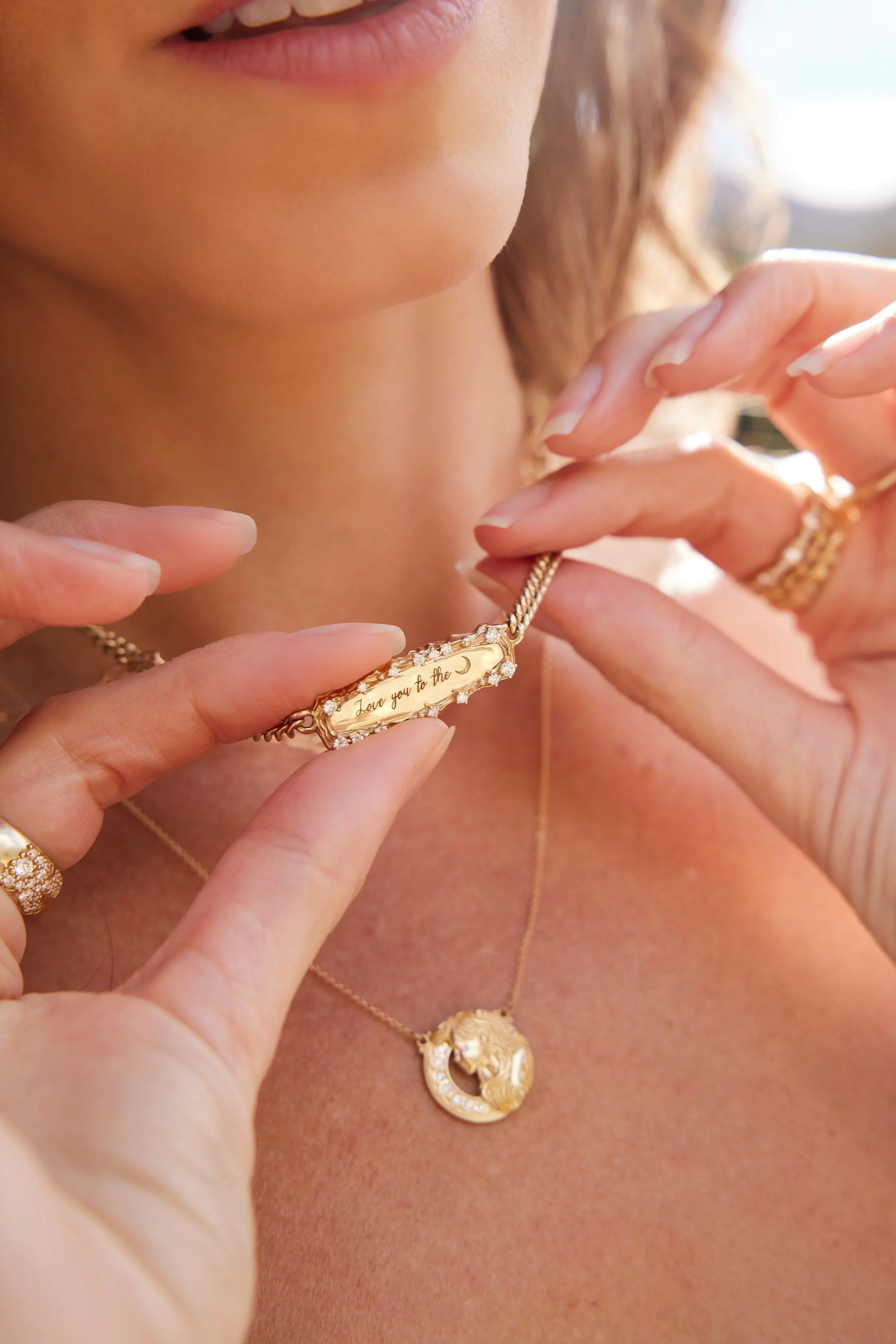 Love You to the Moon Diamond Bar Necklace