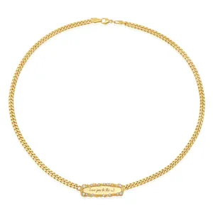 Love You to the Moon Diamond Bar Necklace