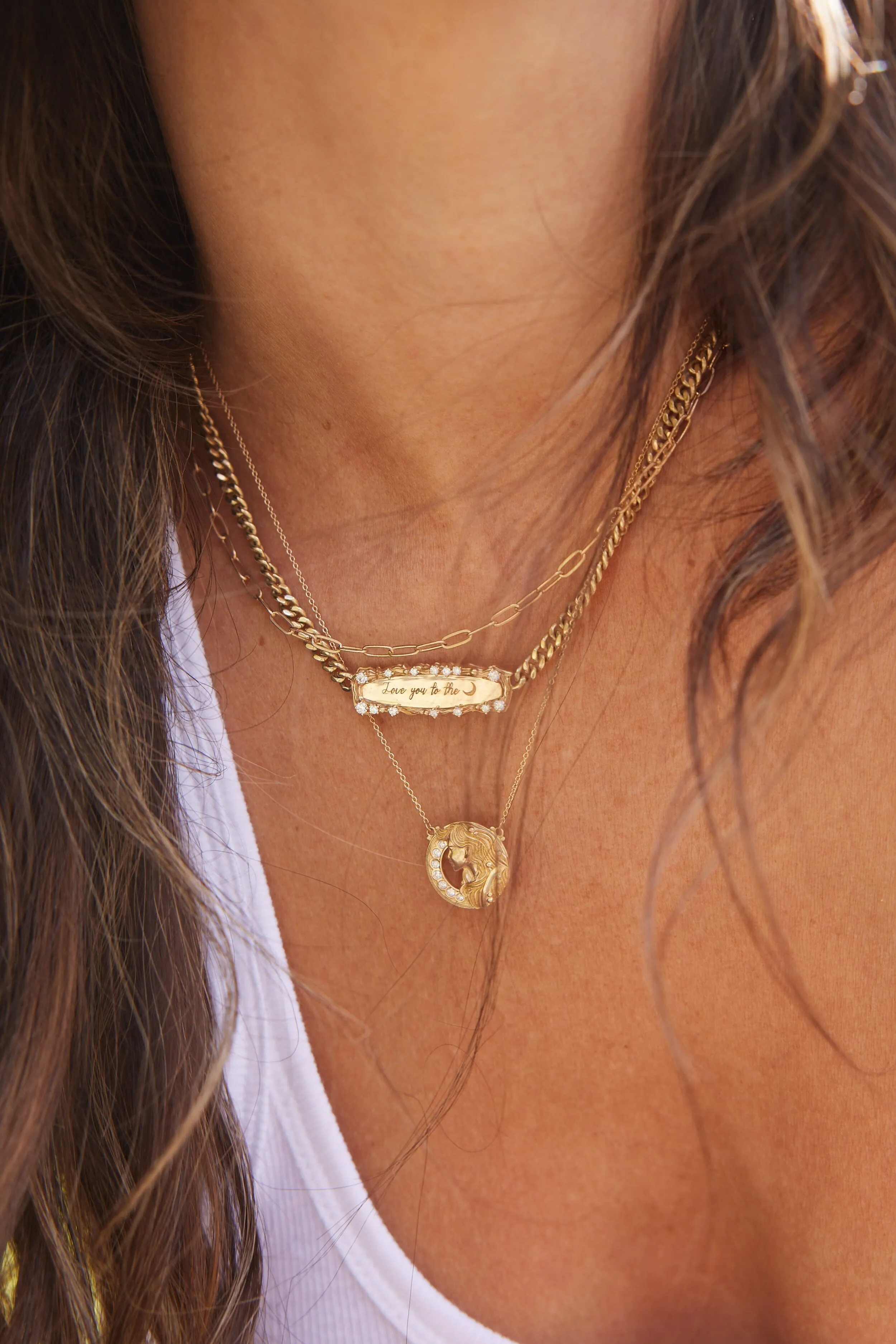Love You to the Moon Diamond Bar Necklace