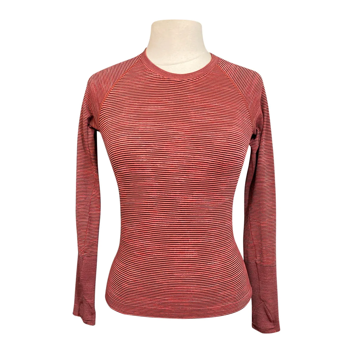 Lululemon 'Swiftly' Tech Long Sleeve 2.0 in Salmon/Black Stripes - Women's US 4