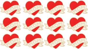 LUOZZY 12 pcs Gift for Mom, Heart Pins Red Enamel Heart Brooch with MOM Word Love Pin Clothing Brooch Birthday Mothers Day Gift for Mom