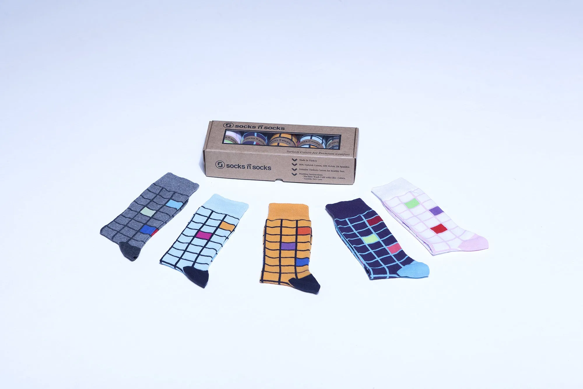 Men's 5-Pair Fun Patterned Socks-3056