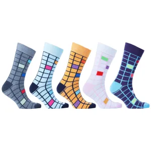 Men's 5-Pair Fun Patterned Socks-3056