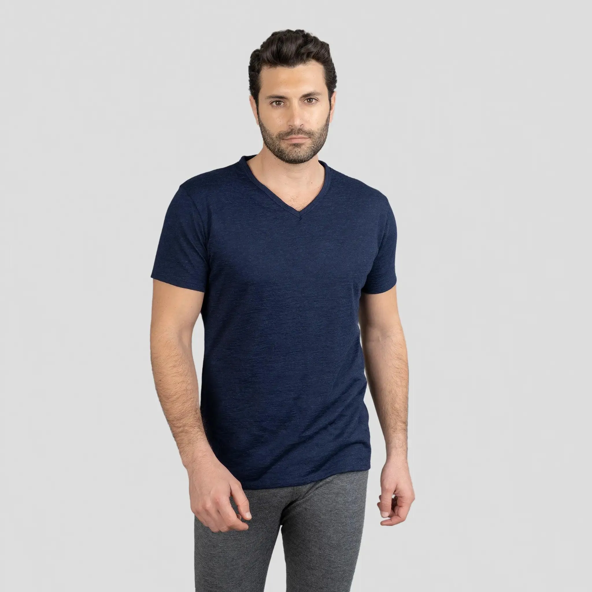 Men's Alpaca Wool Shirt: 160 Ultralight V-Neck
