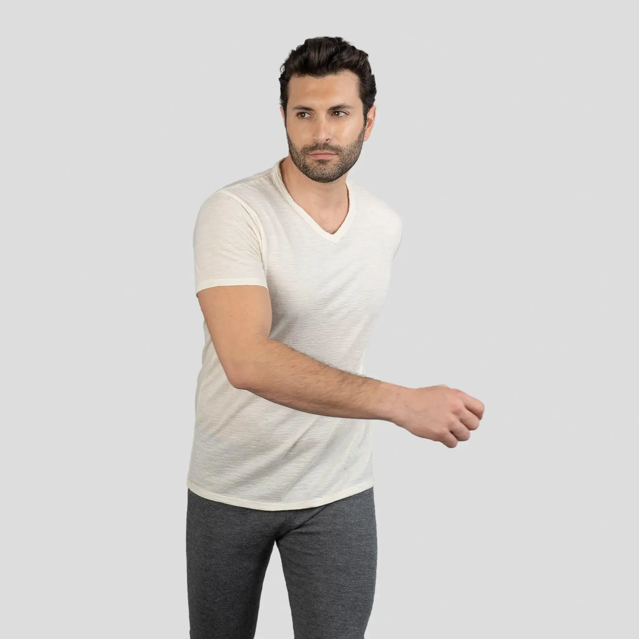 Men's Alpaca Wool Shirt: 160 Ultralight V-Neck