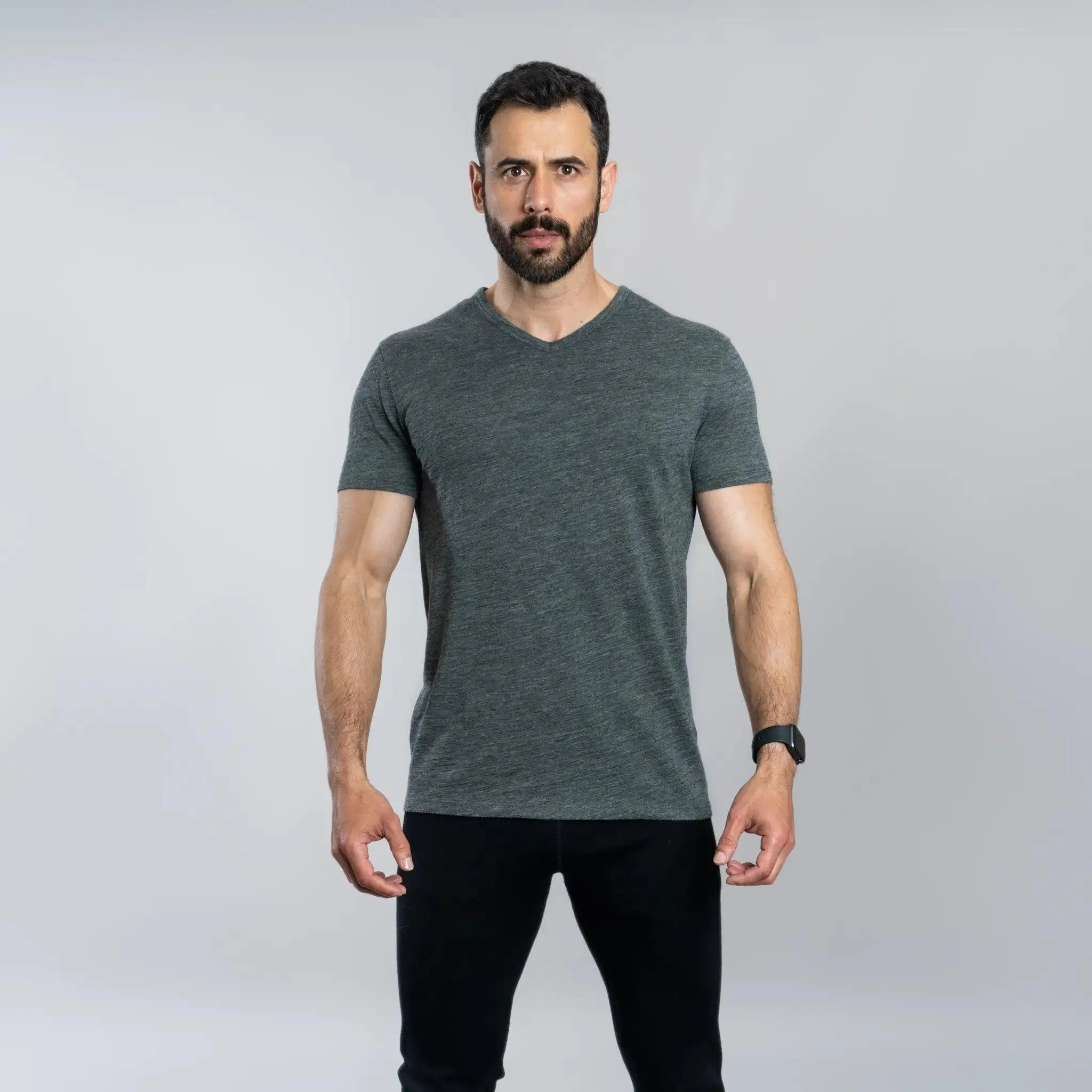 Men's Alpaca Wool Shirt: 160 Ultralight V-Neck