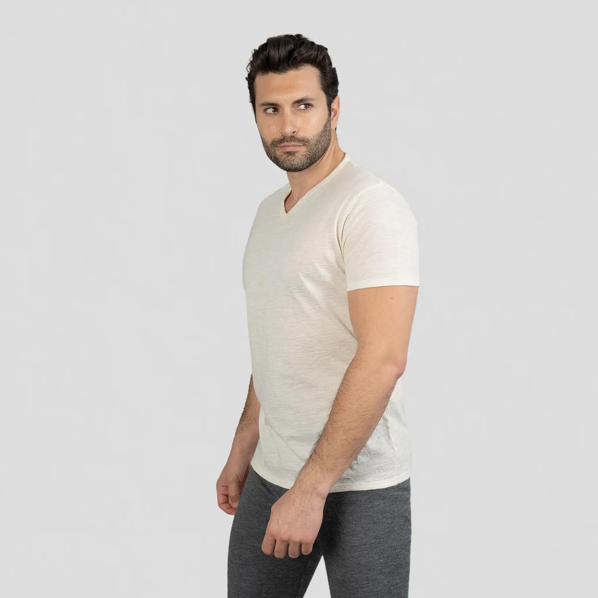 Men's Alpaca Wool Shirt: 160 Ultralight V-Neck