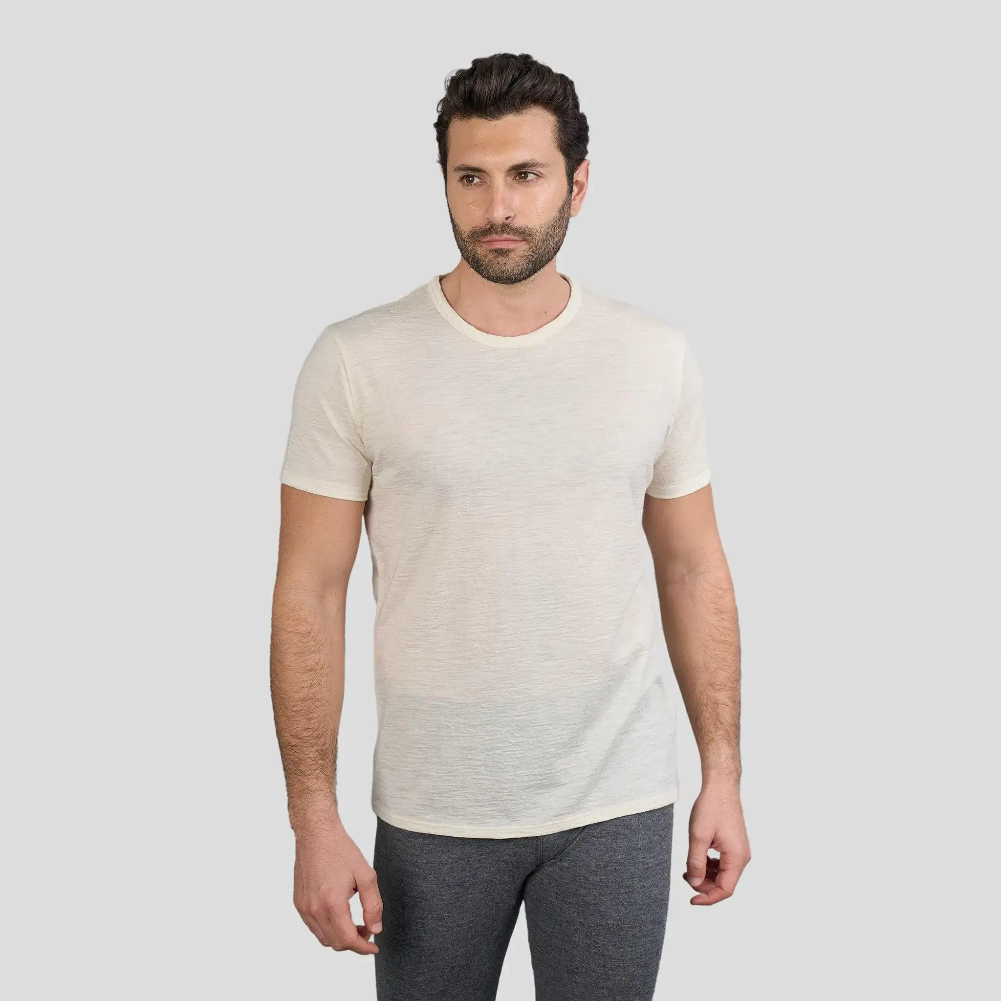 Men's Alpaca Wool T-Shirt: 160 Ultralight Crew Neck