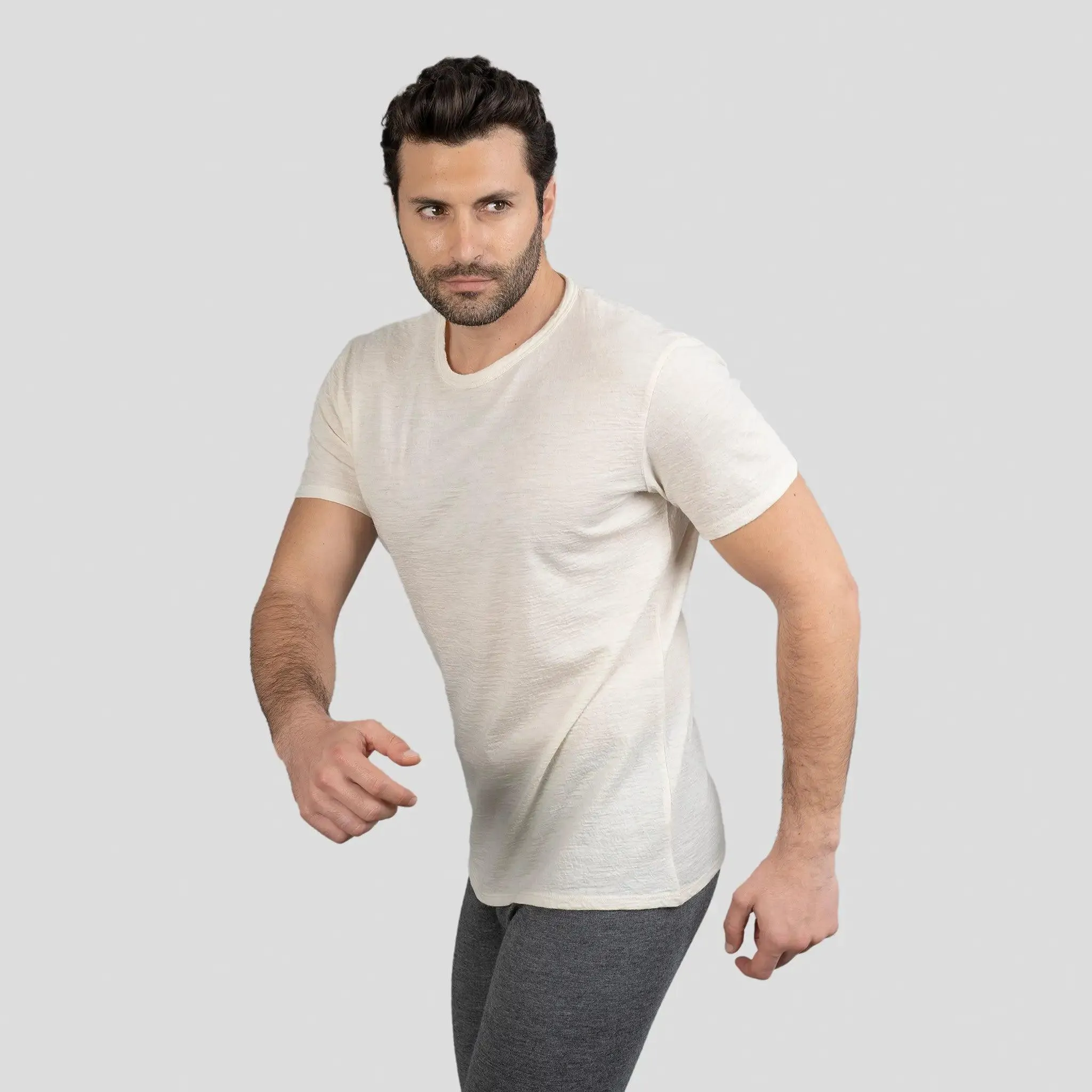 Men's Alpaca Wool T-Shirt: 160 Ultralight Crew Neck