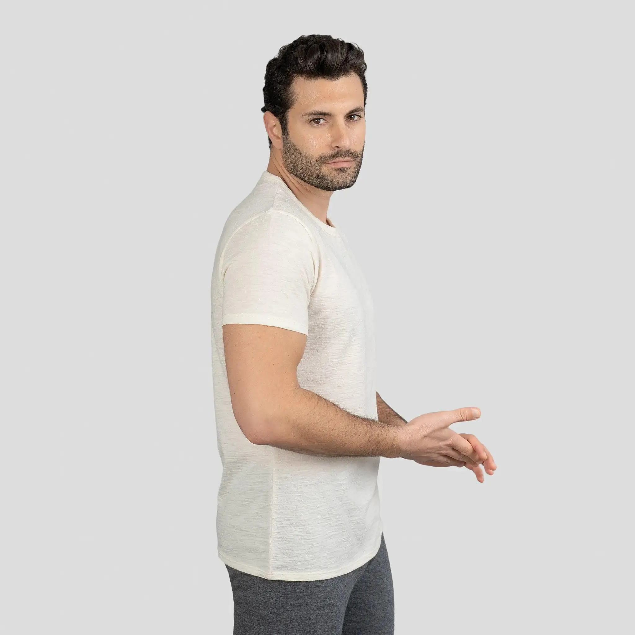Men's Alpaca Wool T-Shirt: 160 Ultralight Crew Neck