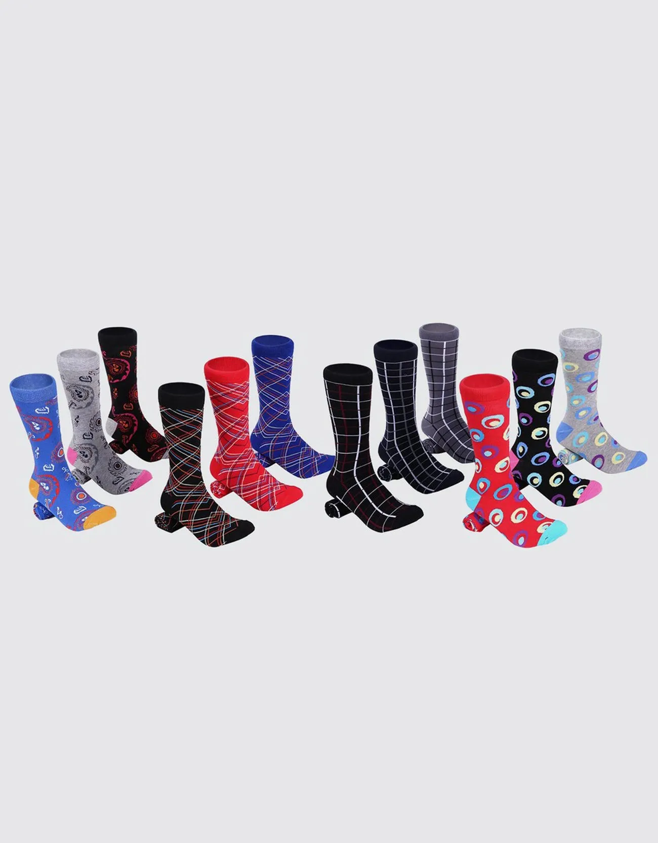 Men's Bold Designer Dress Socks 12 Pack