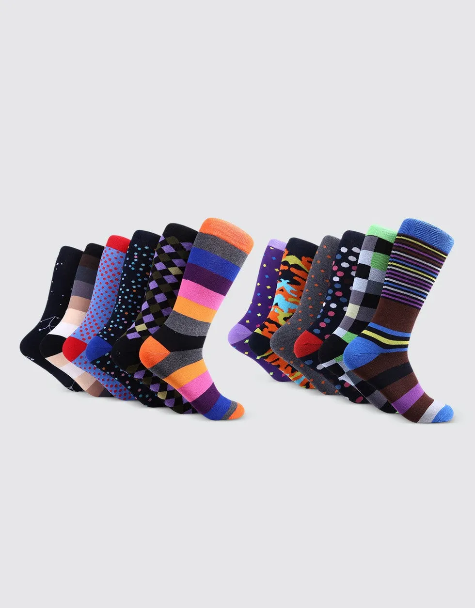 Men's Bold Designer Dress Socks 12 Pack