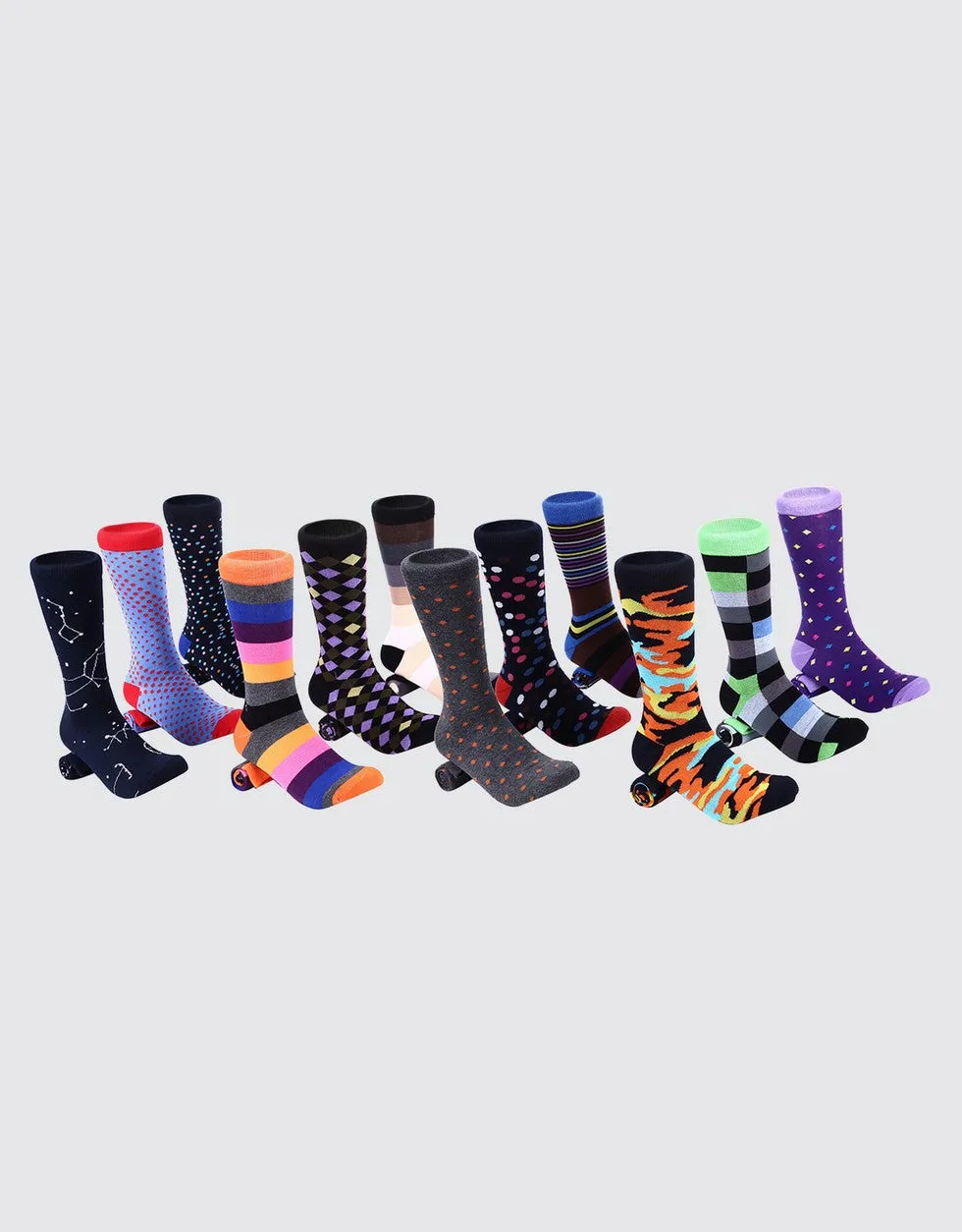 Men's Bold Designer Dress Socks 12 Pack