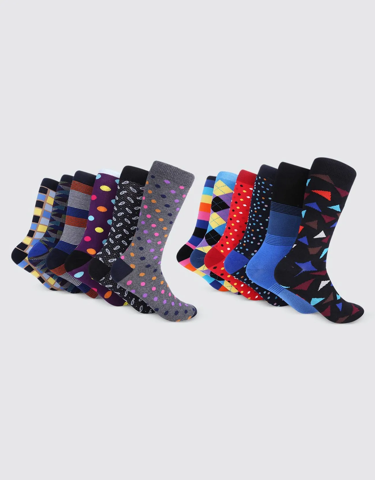 Men's Bold Designer Dress Socks 12 Pack