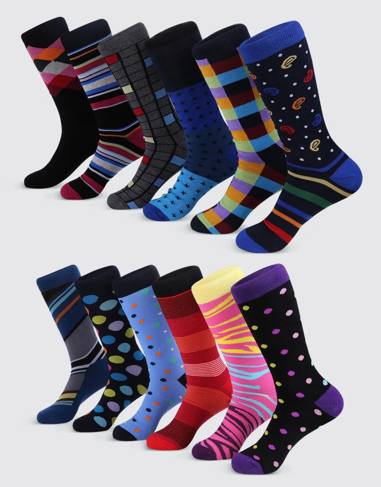 Men's Bold Designer Dress Socks 12 Pack