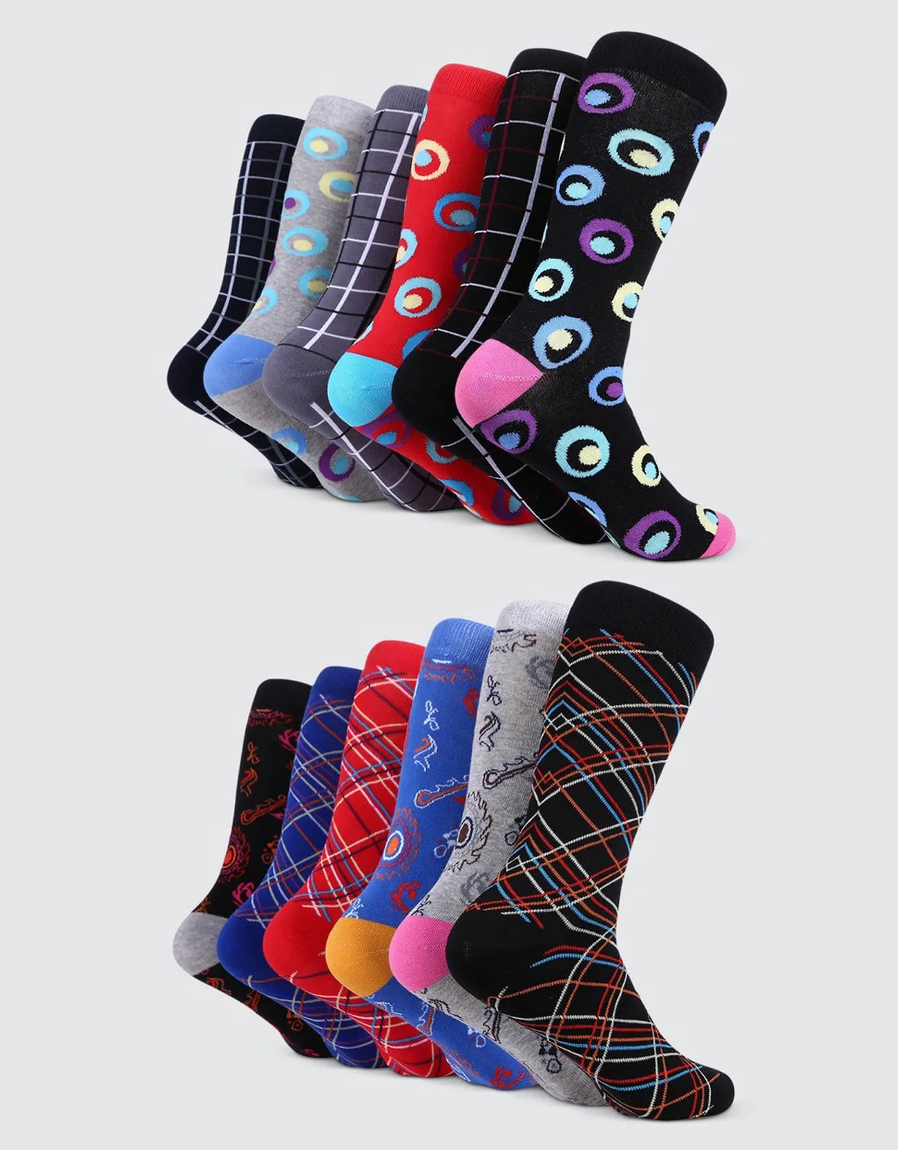 Men's Bold Designer Dress Socks 12 Pack