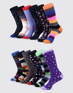 Men's Bold Designer Dress Socks 12 Pack